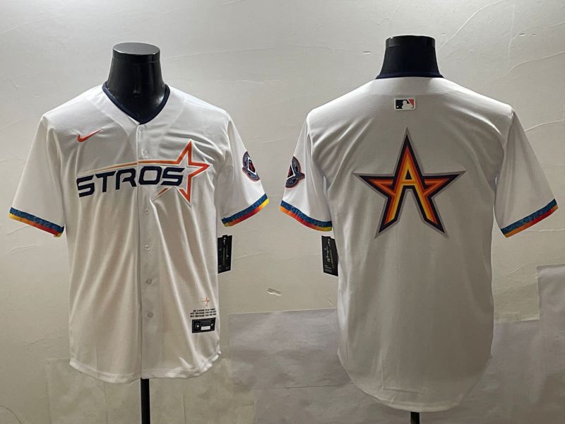 Men Houston Astros Blank White Fourth generation Joint Name 2025 Nike MLB Jersey style 5->houston astros->MLB Jersey